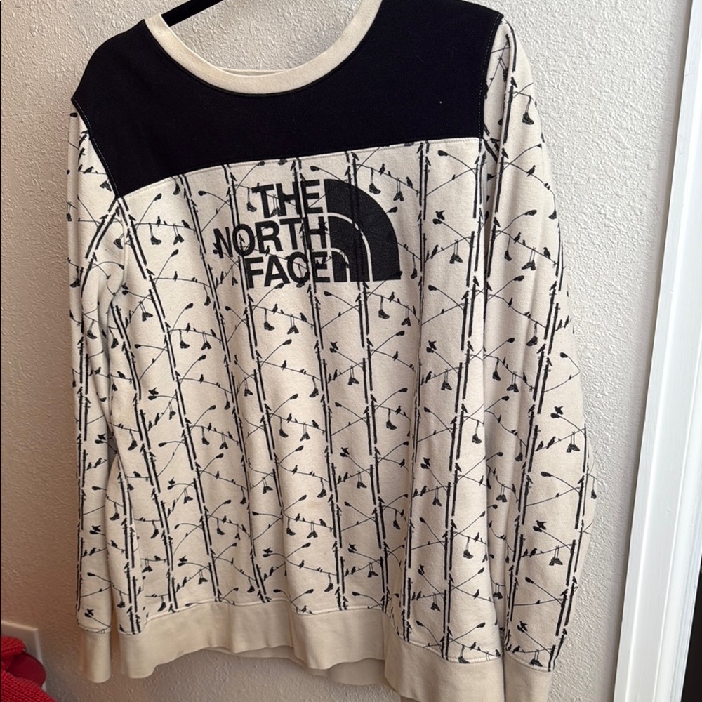The North Face Crew Neck Black and Cream Polka Dot Sweater